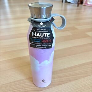 18oz Manna Haute Stainless Steel Water Bottle Pink Clouds NEW